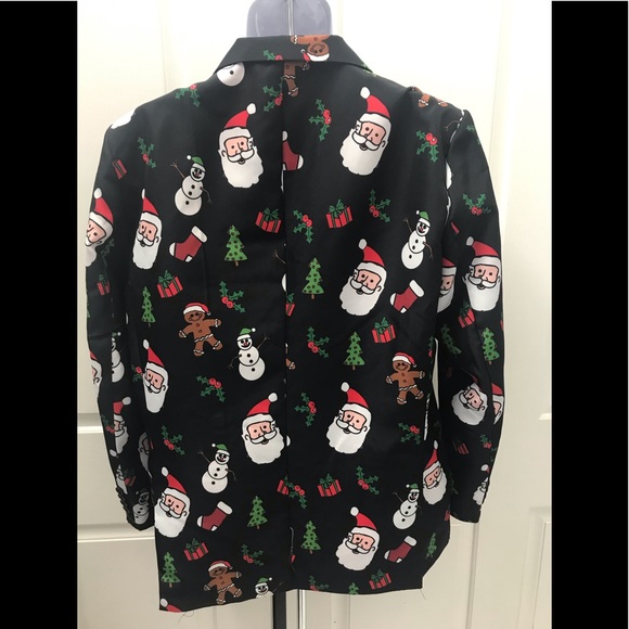 🎄🎁 Men’s Holiday Black Blazer/Sport Coat L - Picture 3 of 3